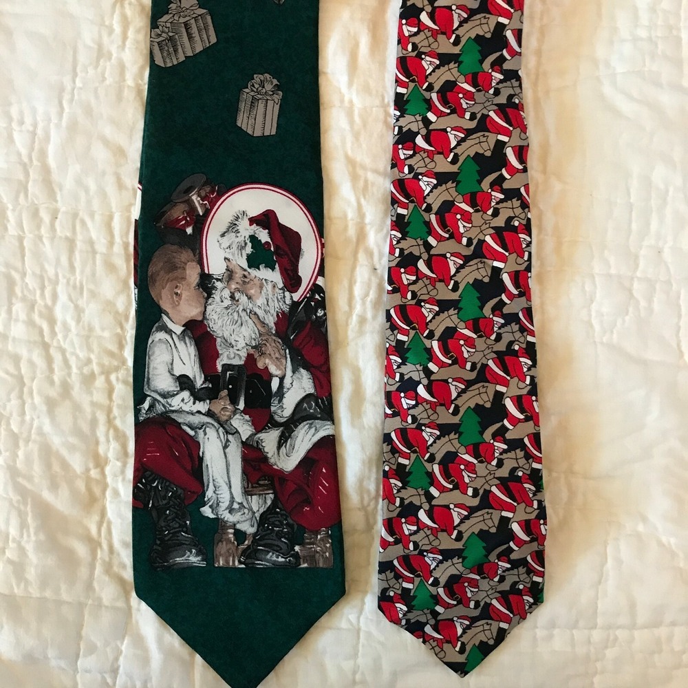 Saturday Evening Post & Alynn Neckwear 2 Men's Christmas Ties Multicolored